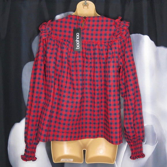 NWT Vintage Style Gingham Ruffle Top - Picture 4 of 4